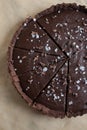 Chocolate caramell tarte with fleur de sal