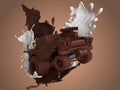 Chocolate cartoon car, chocolate splash,milk chocolate in cartoon car