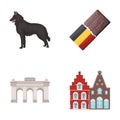 Chocolate, cathedral and other symbols of the country.Belgium set collection icons in cartoon style vector symbol stock