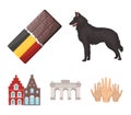 Chocolate, cathedral and other symbols of the country.Belgium set collection icons in cartoon style vector symbol stock