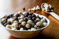 Chocolate Cereal balls in bowl. Royalty Free Stock Photo