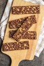 Chocolate cereal bars. Tasty protein bars Royalty Free Stock Photo