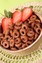 Chocolate cereals with strawberries Royalty Free Stock Photo