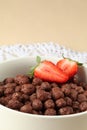 Chocolate cereals with strawberries Royalty Free Stock Photo