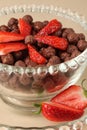 Chocolate cereals with strawberries