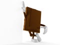 Chocolate character leaning on wall
