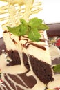 Chocolate cheesecake with caramel crust