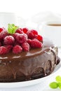 Chocolate cheesecake with raspberries Royalty Free Stock Photo