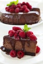 Chocolate cheesecake with raspberries Royalty Free Stock Photo