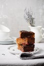 Chocolate cherry brownie dessert Royalty Free Stock Photo