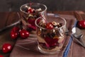 Chocolate and cherry dessert in glass Royalty Free Stock Photo