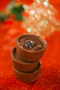 Chocolate Cherry Mini Tartlets in festive golden red style