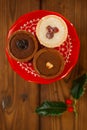 Chocolate Cherry Mini Tartlets in festive golden red style