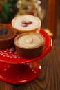 Chocolate Cherry Mini Tartlets in festive golden red style