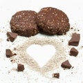 Chocolate chia seed cookies with chia heart