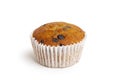 A chocolate chip banana muffin or cupcake isolated on the white background Royalty Free Stock Photo