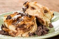Chocolate chip bread pudding dessert Royalty Free Stock Photo