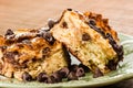 Chocolate chip bread pudding dessert Royalty Free Stock Photo