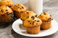 Chocolate chip Breakfast muffins close up