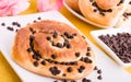 Chocolate chip brioche buns. Royalty Free Stock Photo