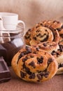 Chocolate chip brioche buns. Royalty Free Stock Photo