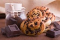 Chocolate chip brioche buns. Royalty Free Stock Photo