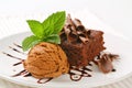 Chocolate Chip Brownie with ice cream Royalty Free Stock Photo