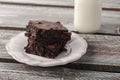 Chocolate Chip Brownie with milk jug Royalty Free Stock Photo