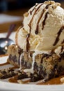 Chocolate chip brownie sundae Royalty Free Stock Photo