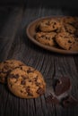 Chocolate chip coockies rustic Royalty Free Stock Photo