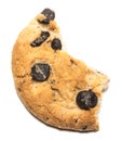 Chocolate chip cookie and crumbs isolated white background Royalty Free Stock Photo