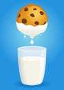 Chocolate Chip Cookie Dipped In A Glass Of Milk