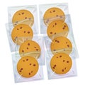 Chocolate chip cookie, Freshly baked Four cookies in transparent plastic package isolated on white background. Bright colors. Vect Royalty Free Stock Photo