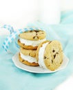 Chocolate Chip Cookie and Ice Cream Sandwiches Royalty Free Stock Photo