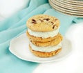 Chocolate Chip Cookie Ice Cream Sandwiches Royalty Free Stock Photo