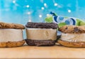 Chocolate Chip Cookie Ice Cream Sandwiches Royalty Free Stock Photo