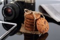 Cookies. Delicious, snack ,cookies on black background