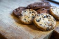 Chocolate chip cookie pile - baked cookies