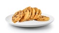 Chocolate chip cookie in a plate isolated on a white background Royalty Free Stock Photo