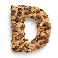 Chocolate chip cookie shaped as letter d with chunky chocolate pieces Royalty Free Stock Photo