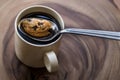Chocolate Chip Cookie in the Tea with Spoon. Royalty Free Stock Photo