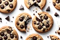 Chocolate Chip Cookie Undergoing Stages of Being Devoured - Sequential Capture from Initial Whole Round to the Last Crumb Royalty Free Stock Photo