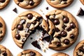 Chocolate Chip Cookie Undergoing Stages of Being Devoured - Sequential Capture from Initial Whole Round to the Last Crumb Royalty Free Stock Photo