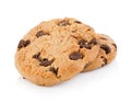 Chocolate chip cookie on white background