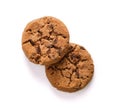 Chocolate chip cookie on white background, Top view. Royalty Free Stock Photo