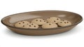 Chocolate chip cookies baking dish white background Royalty Free Stock Photo