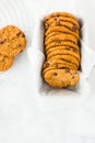 Chocolate Chip Cookies in Baking Form and Cooling Rack Royalty Free Stock Photo