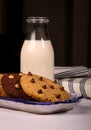 Chocolate Chip Cookies Ceramic Tray Milk Royalty Free Stock Photo