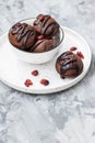 Chocolate chip cookies with chocolate smudges with cranberry jam Royalty Free Stock Photo