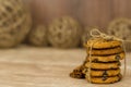 Chocolate chip cookies. Cinnamon sticks, cardamom and star anise. Royalty Free Stock Photo